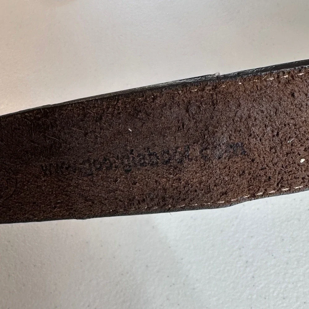 Genuine Leather Belt Brown Distressed Matte Buckle Casual Classic 46